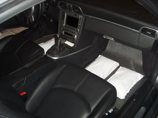 clay desiccant bags on car floor